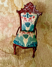 Bespaq Dollhouse Miniature Mogno Estampa Azul Assento Cadeira Braço 1785 comprar usado  Enviando para Brazil
