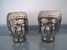 Buddha Tealight Candle Holder Silver Ceramic Home Ornament, used for sale  Shipping to South Africa