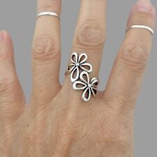 Anillo de plata de ley 925 2 flores grandes boho anillo llamativo regalo para mujer segunda mano  Embacar hacia Argentina