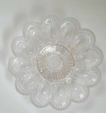 Egg Plate Clear Indiana Glass Scalloped Rim Room for 12 Eggs Hob Nail Pre-owned for sale  Shipping to South Africa