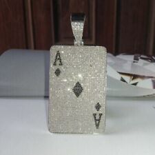 Pingente de berloque de prata esterlina 925 cartão de pôquer masculino diamante criado em laboratório 3 quilates comprar usado  Enviando para Brazil