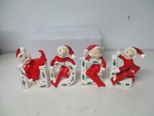 Vintage Japan Ceramic Red Pixie Elf on Christmas NOEL Letters for sale  Shipping to South Africa
