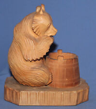 VINTAGE HAND CARVED WOOD BEAR STATUETTE/CANDLE HOLDER for sale  Shipping to Canada
