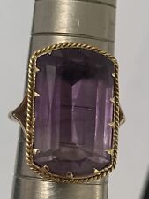 Juego de anillo eduardiano de oro de 9 quilates y amatista rectangular de fina calidad - alrededor de 1915 segunda mano  Embacar hacia Argentina