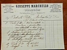 1886-GIUSEPPE MARCHELLO Magazzino Terraglie Stufe Camini Cucine BOLOGNA-Fattura+ usato  Imola