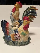 FITZ AND FLOYD RICAMO ROOSTER AND HEN NAPKIN HOLDER EXCELLENT COND. ORIG. LABLE, used for sale  Romulus