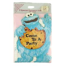 Juego de 8 tarjetas de invitación de fiesta de colección monstruo galletas de Sesame Street cumpleaños segunda mano  Embacar hacia Argentina