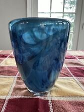 Vaso de vidro Kosta Boda Atoll grosso sólido azul cobalto redemoinho 8” vintage deslumbrante comprar usado  Enviando para Brazil