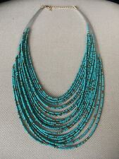 New Multilayered Beaded Zara Gems Statement Necklace In Turquoise And Gold for sale  SLOUGH