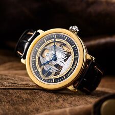 Relógio masculino esqueleto Vacheron Constantin Geneve folheado a ouro e mostrador gravado em latão comprar usado  Enviando para Brazil