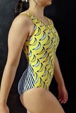 Used, Destira Gymnastics Leotard "Banana-Rama" Yellow Keyhole Back Size CL for sale  Shipping to South Africa