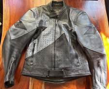 Teknic Leather Motorcycle Jacket Black Gray Size 44 54 Vintage for sale  Shipping to South Africa