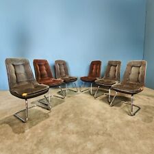 6 x Chrome Cantilever Merrow Pieff Associates Style Dining Chairs Mid Century, used for sale  Shipping to South Africa
