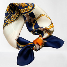 100%  Silk 20" small square Scarf Women neckerchief Wrap navy blue WS45 for sale  Shipping to South Africa