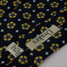 DRAKE'S Men's Floral Navy Blue Handmade 100% Silk Tie Made in England for sale  Shipping to South Africa