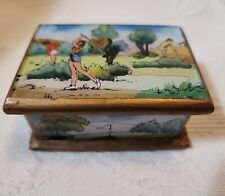 Robert M Weiss caixa de bugigangas cena de golfe pintada ao contrário Peru comprar usado  Enviando para Brazil