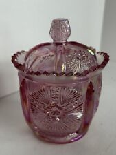Fenton Iridescent Dusty Rose Cactus Pattern Glass Lidded Jar for sale  Shipping to South Africa