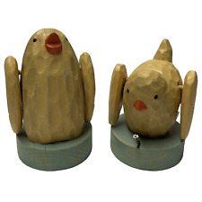 2 esculturas decorativas de madeira esculpidas de galinhas em suportes de madeira comprar usado  Enviando para Brazil