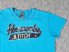 Camiseta para hombre Abercrombie & Fitch talla M tono azul manga corta ajuste muscular sarga segunda mano  Embacar hacia Argentina