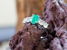 Zambian Emerald & White Topaz Sterling Silver Ring, used for sale  COVENTRY