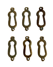 1 Antique Small Brass Escutcheon Keyhole Cover Cabinet Cupboard Box Caddy Drawer for sale  HINCKLEY