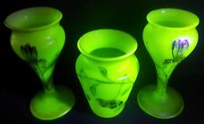 RARE Loetz Arcadia set 3 glass uranium vases Jugendstil Art Nouveau iridized  na sprzedaż  PL