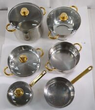 10 Piece Command Performance Gold  18/10 Stainless 3 Ply Cuisine Cookware Set for sale  Shipping to South Africa