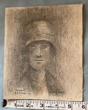 Antique Pencil Sketch Signed E.K.Barnes Lady In Cloche Hat Naive c1923 for sale  Shipping to South Africa