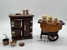 Conjunto de vasilha de cozinha miniatura para casa de bonecas Cooper Pot Cart caixa de gelo comprar usado  Enviando para Brazil