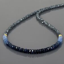 Colar de prata 925 pepitas de diamante preto bruto natural e contas de safira azul  comprar usado  Enviando para Brazil