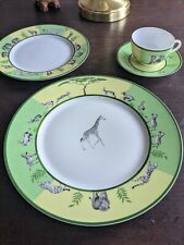 Juego de 4 piezas Hermes África Cena, Ensalada, Taza Platillo Vajilla Verde Animal Jirafa  segunda mano  Embacar hacia Argentina