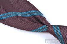 Corbata de lujo SARTORI Signature marrón azul a rayas 100 % seda para hombre - 3,50", usado segunda mano  Embacar hacia Argentina