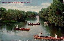 Cartão postal Pavillion Lake Belle Isle Detroit Michigan 1910 Canoeing Lagoons Canal comprar usado  Enviando para Brazil
