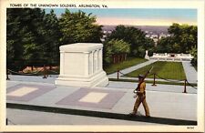 Postal de lino Tombs Unknown Soliders Arlington VA Virginia UNP de colección Capsco segunda mano  Embacar hacia Argentina