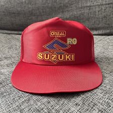 Vintage Suzuki Hat SnapBack Red USA O'Neal RG Nylon Trucker 1980s for sale  Shipping to South Africa