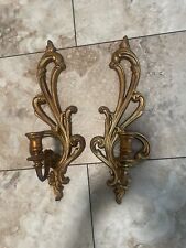 Vintage Syroco Goldtone Wall Candle Holder Sconce Set of two. 16” Long., used for sale  Shipping to South Africa