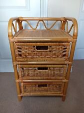 Vintage Bamboo drawers Cane Wicker 1970's Unit Bedroom Storage boho Lamp Stand for sale  Shipping to South Africa