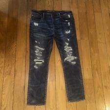 Jeans reto fino American Eagle masculino AIRFLEX tamanho 38 x 30 escuro desgastado comprar usado  Enviando para Brazil