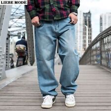 Calça jeans masculina relaxada perna larga hip hop solta folgada calça jeans sino parte inferior comprar usado  Enviando para Brazil