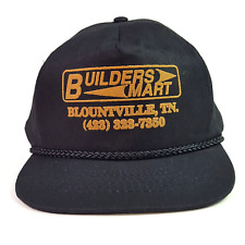 VTG 80s Builders Mart Puff Print Preto Trucker Hat Rope Snapback Tampa Ajustável comprar usado  Enviando para Brazil