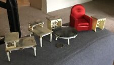 Silla y 5 mesas vintage de satén rojo con muebles para casa de muñecas Redbox segunda mano  Embacar hacia Mexico