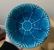 Vintage California Pottery Bowl Floral Lotus Pattern Blue 6.5” 1940s Turquoise  for sale  Shipping to South Africa