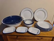 Large Collection Of Various Sized Blue And White Enamel Tins - Bowls, Dishes for sale  KING'S LYNN