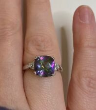 14ct white Gold 3.11g 4.1ct Mystic Topaz and Diamond ring  Size J 99p Start!!, used for sale  HUNTINGDON