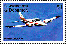 Dominica postfrisch MNH Flugzeug Piper Seneca V Usa Amerika Geschäftsflugzeug, usado comprar usado  Enviando para Brazil