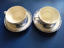 2 Vintage Large Ringtons Blue & White Willow Pattern Tea Cup & Saucer By Masons for sale  HESSLE