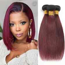 Straight Ombre Bundles 1B/99J Dark Wine Red Brazilian Human Hair Weave Extension, used for sale  Shipping to South Africa