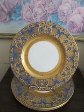 Antique Royal Worcester England Set Of 4 Dinner Plate Cobalt Blue Raised Gold for sale  Shipping to Canada