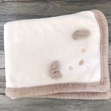 "Manta bebé Carters 3D cara de oso de peluche crema de felpa con borde marrón 30x40""" segunda mano  Embacar hacia Argentina