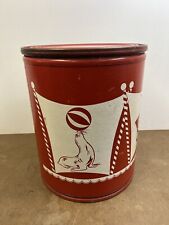Usado, Vintage TOY BARREL caixa de decoração de berçário vermelha lata de armazenamento de fibra de metal caixa de tambor redonda comprar usado  Enviando para Brazil